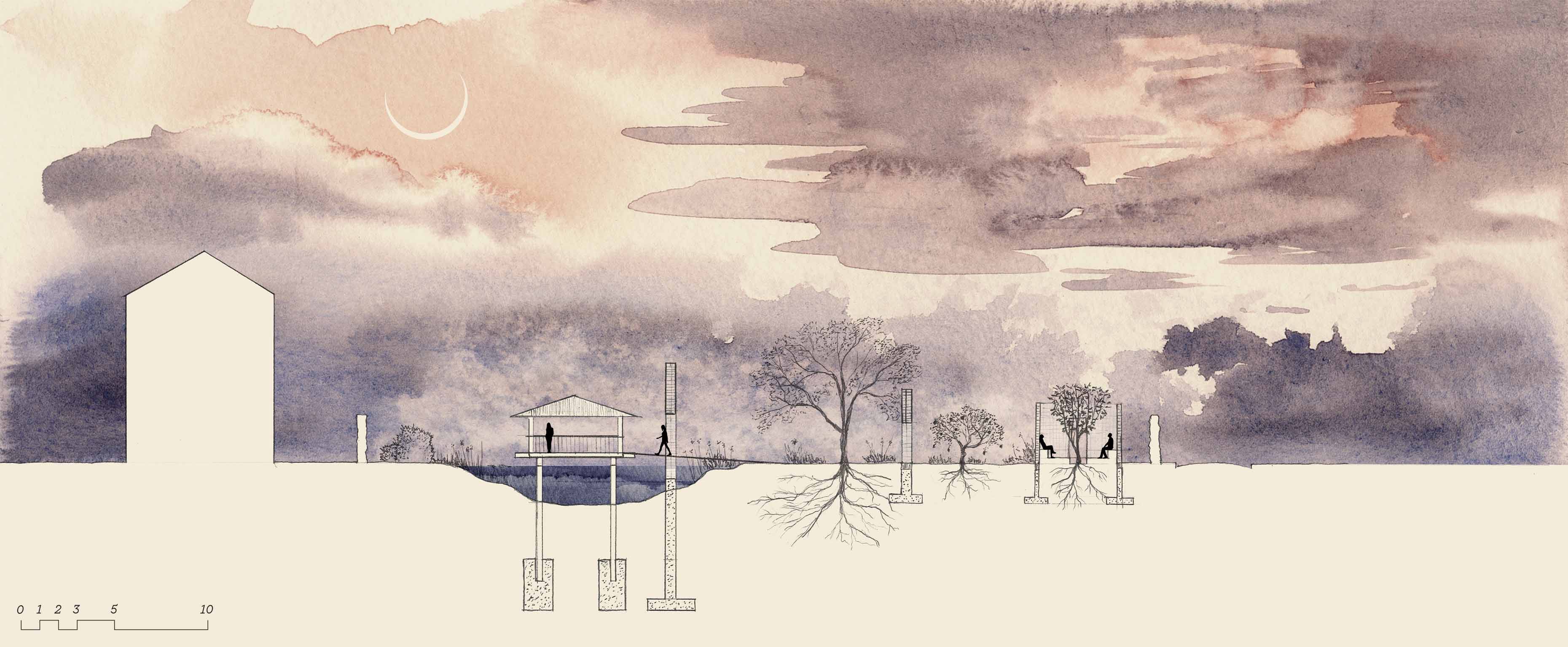 section through Paradise garden