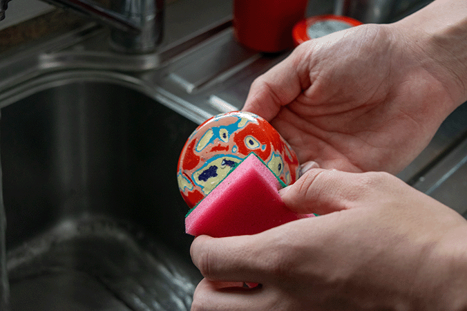 Washing the layered component of SABI