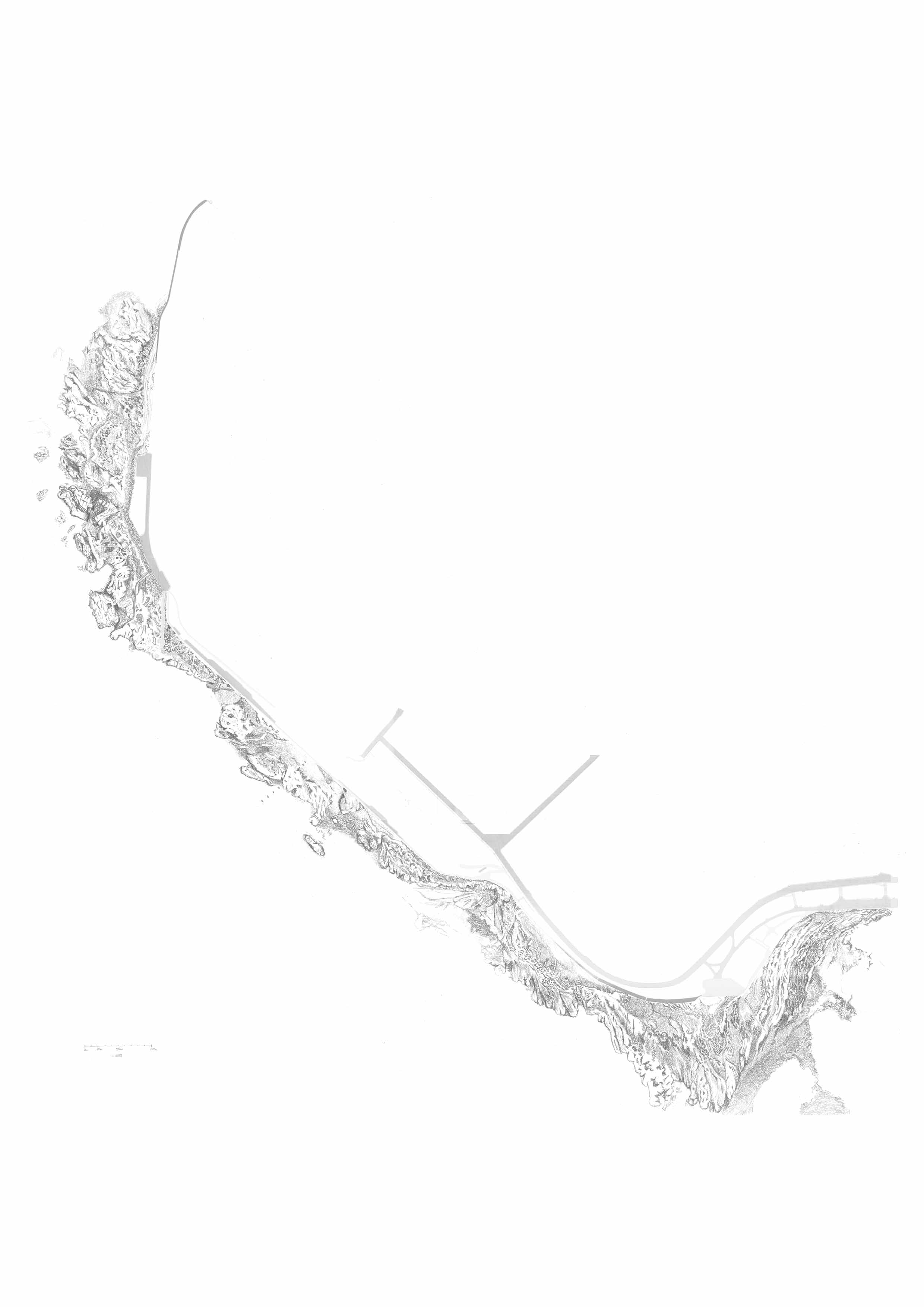 Hand-drawn rock textures of Troons coastline