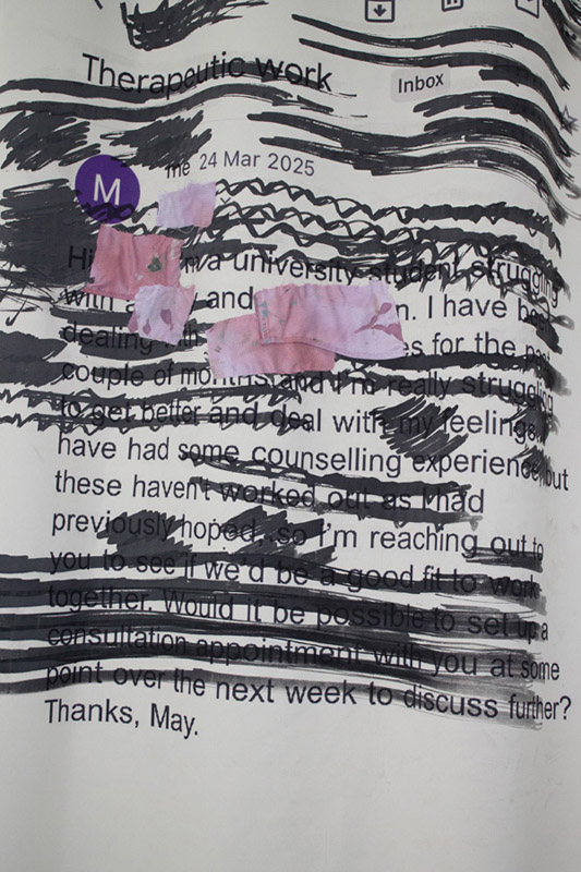 Close up of the curtains of Everything Revealed, Some Things Concealed