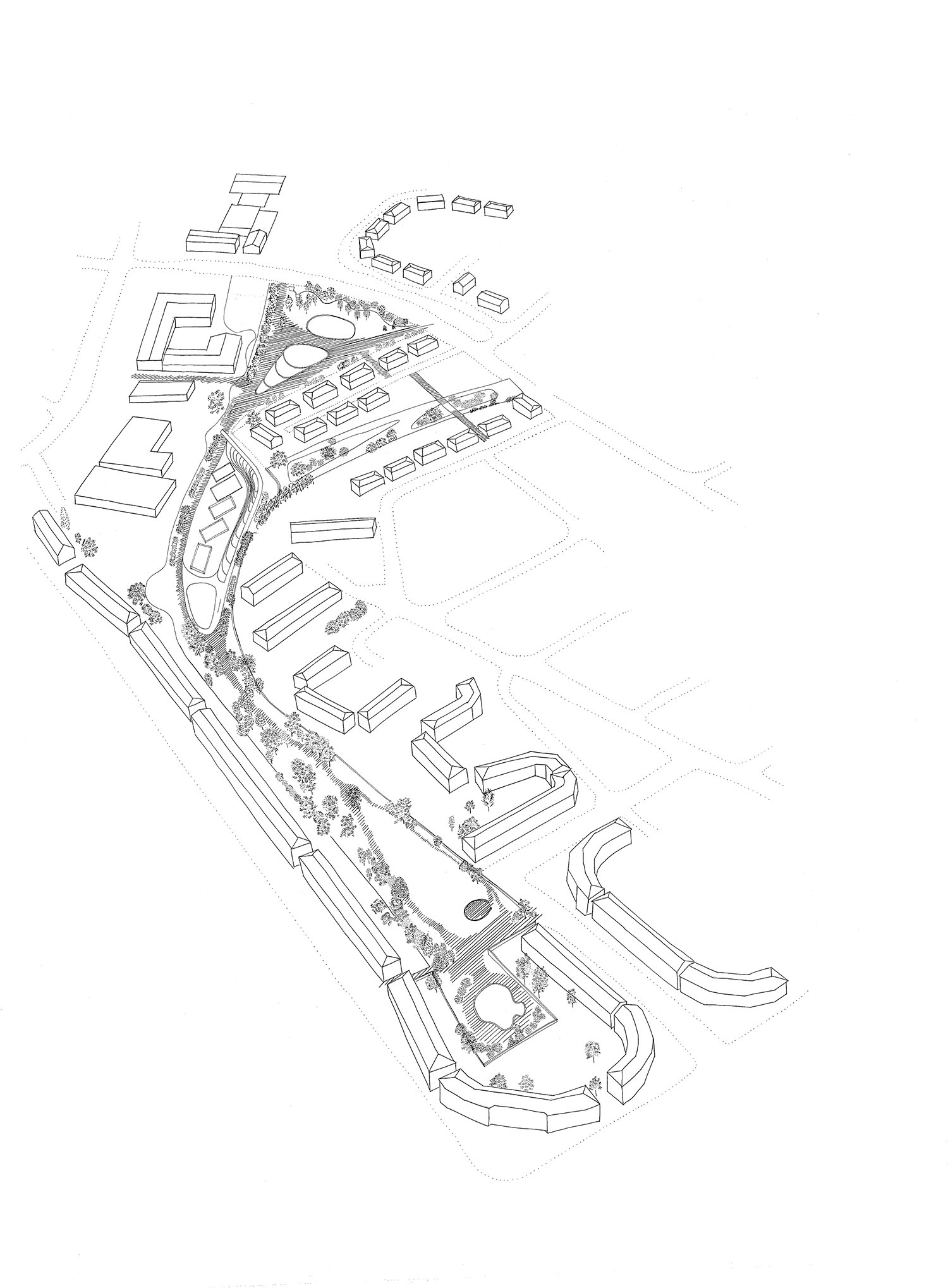 Aerial view of proposed Temple Play-way