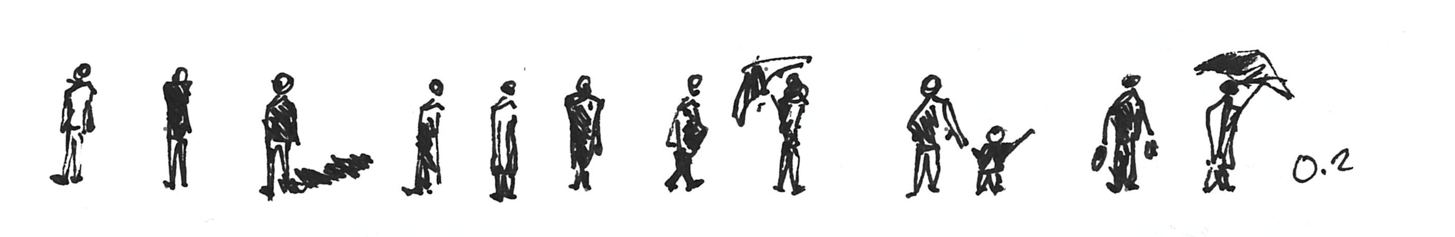 Sketchbook drawings of people. 