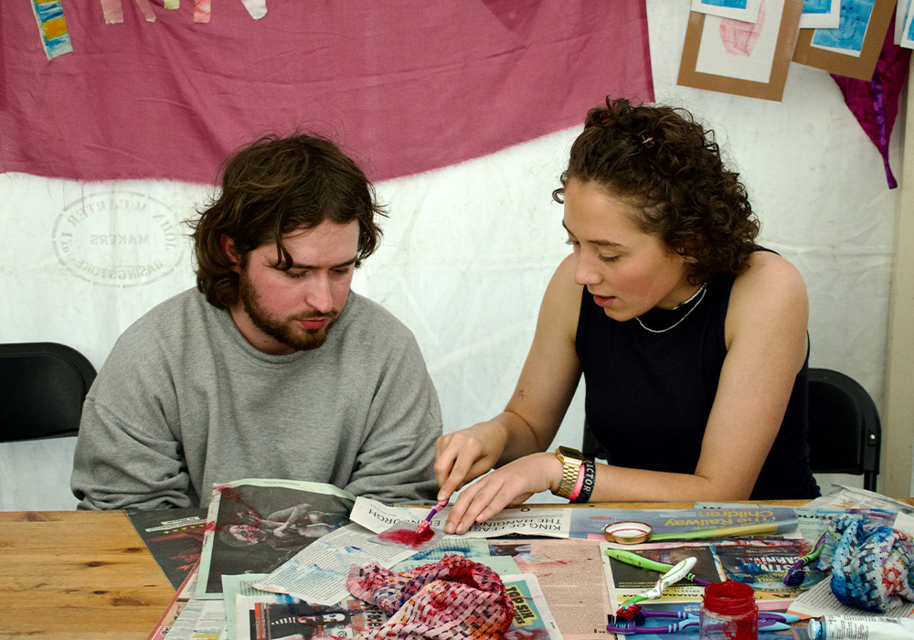 2 people in a printing workshop