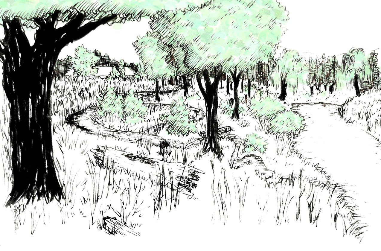 Speculative future drawing of agricultural field
