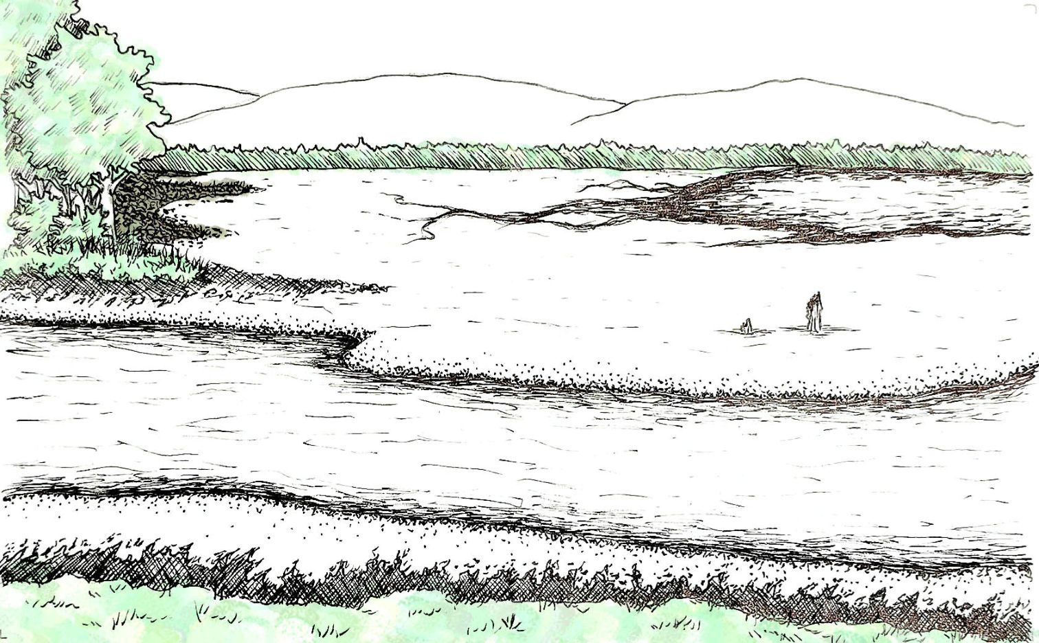 Speculative future drawing of coastal landscape
