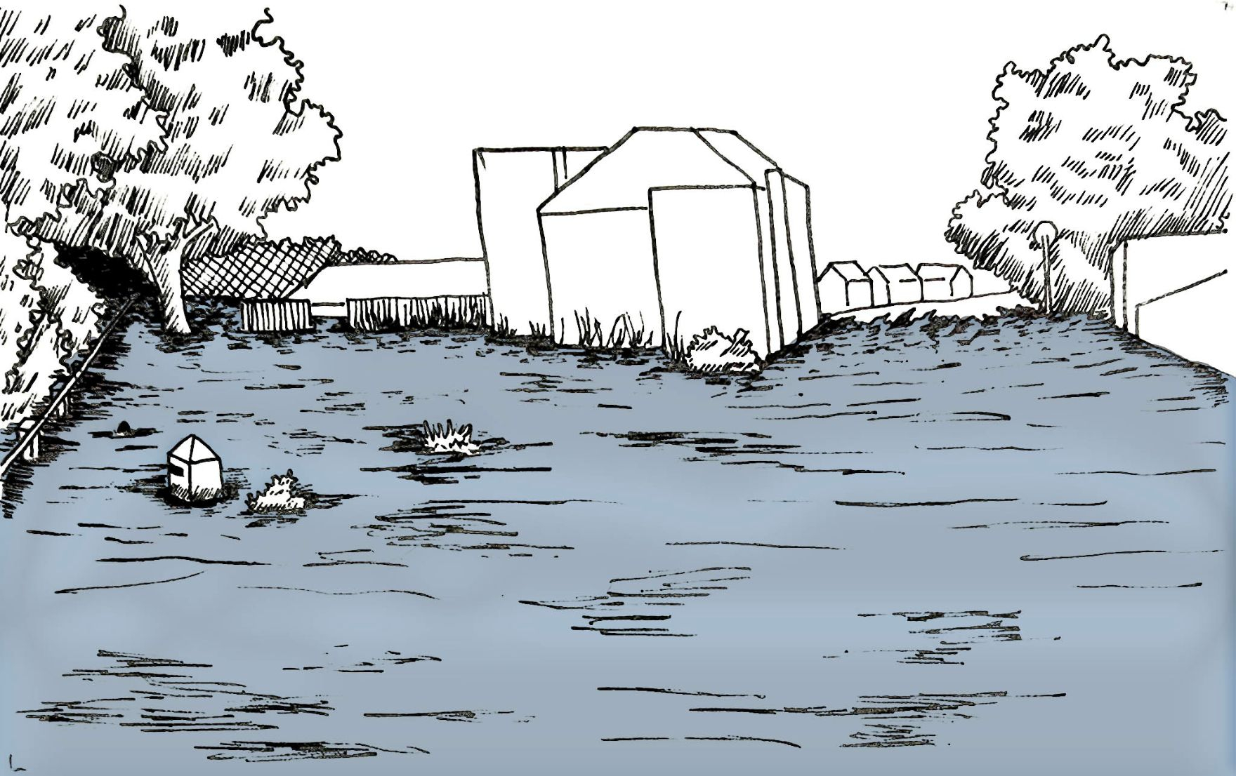 Speculative flood drawing of urban area