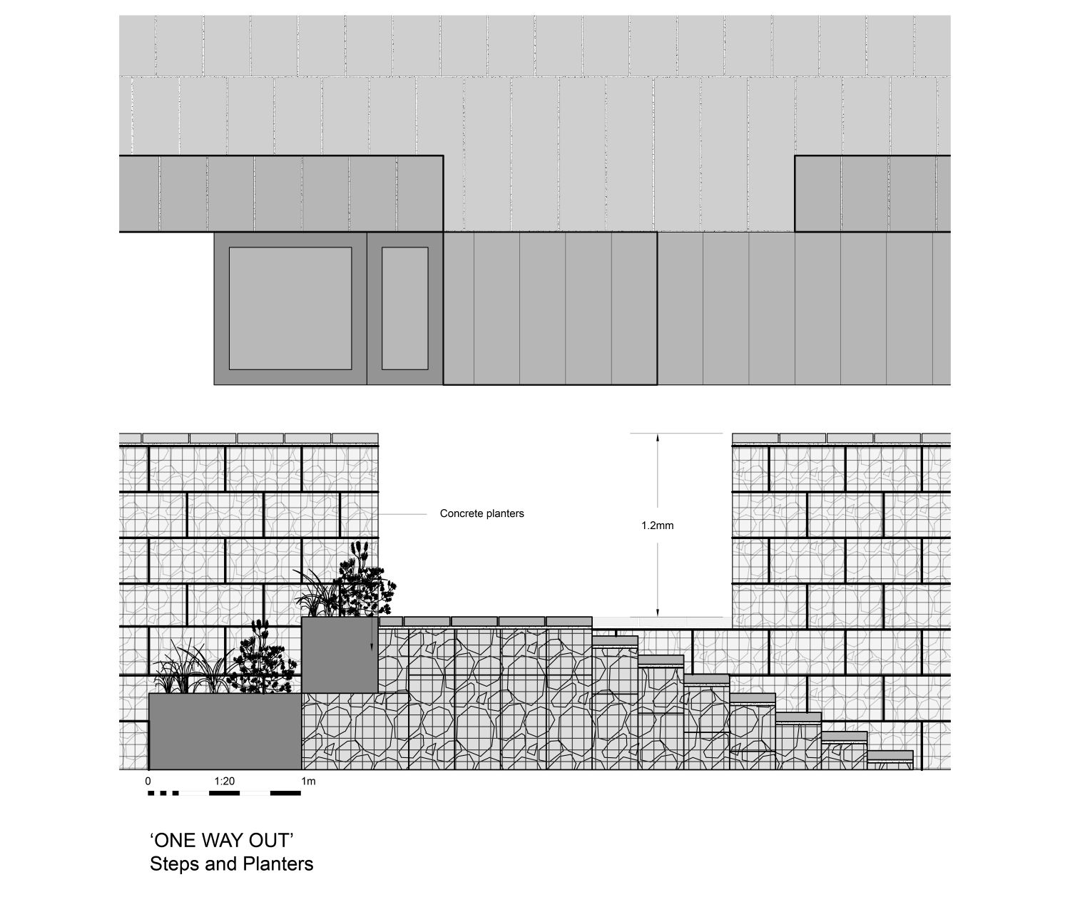 Stair details and concrete planters