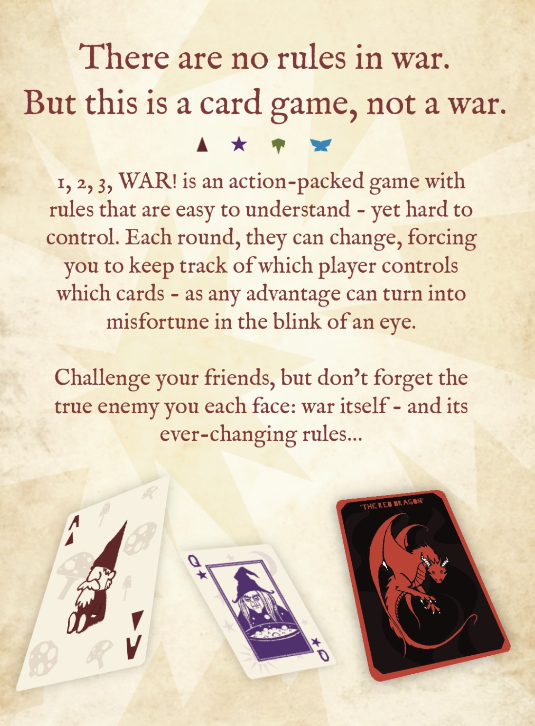 Back of the box art for “1, 2, 3, WAR!”