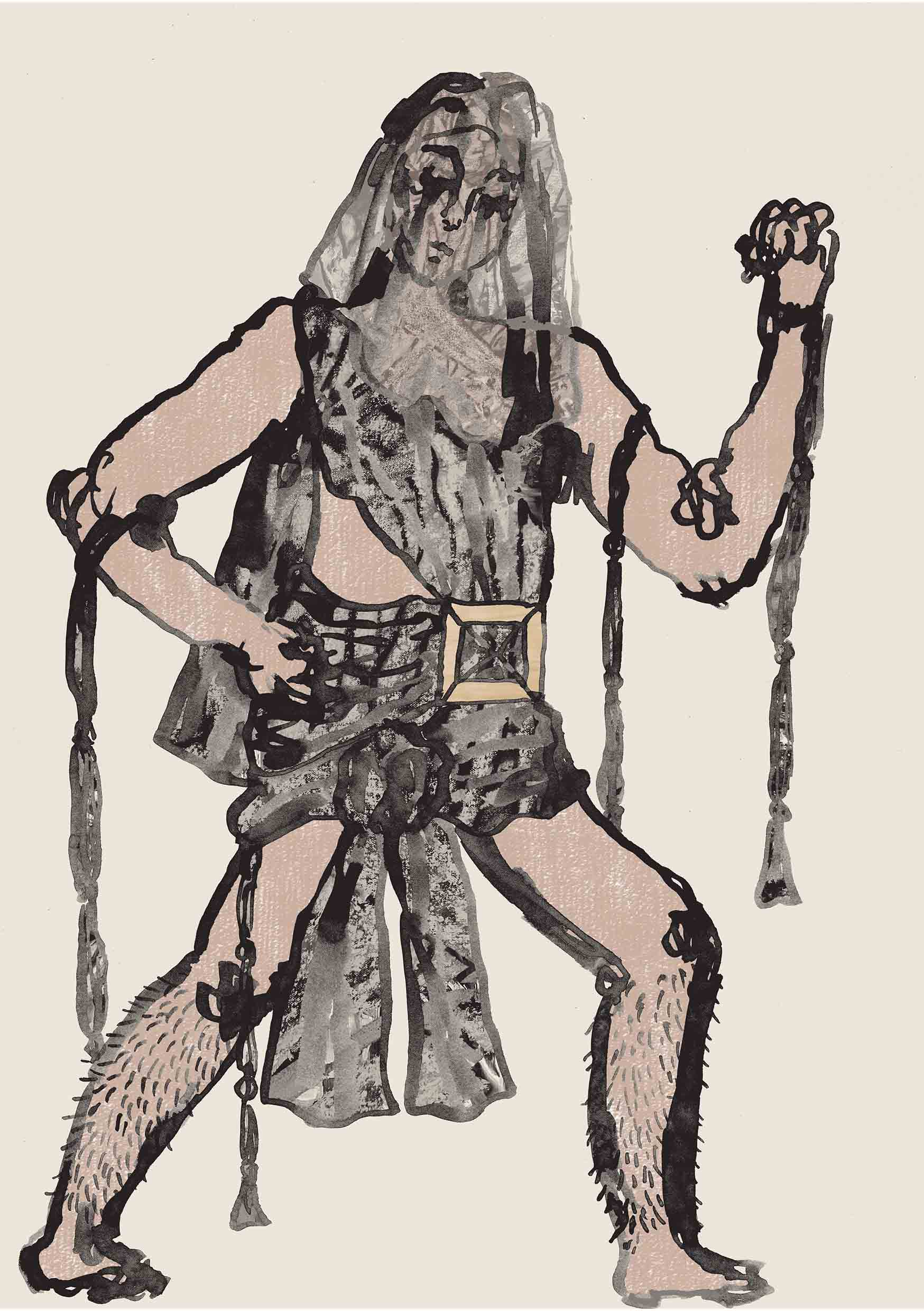 Black and white printed costume