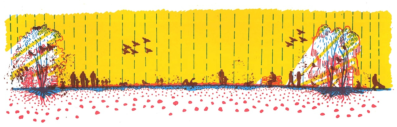 Summer walled garden screen print