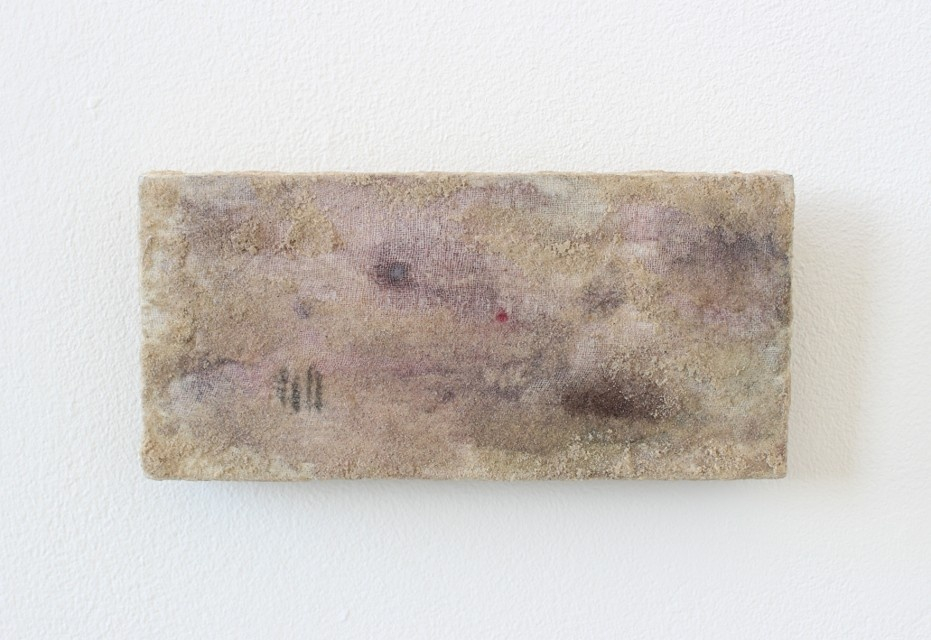 Mixed media painting with watercolour and sand