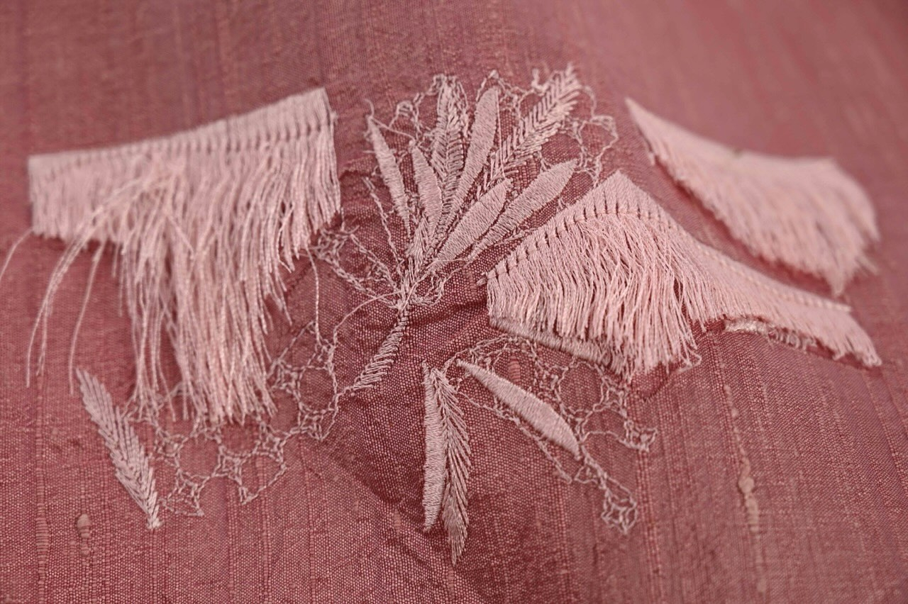 Cad Embroidery Fringin- pink stain