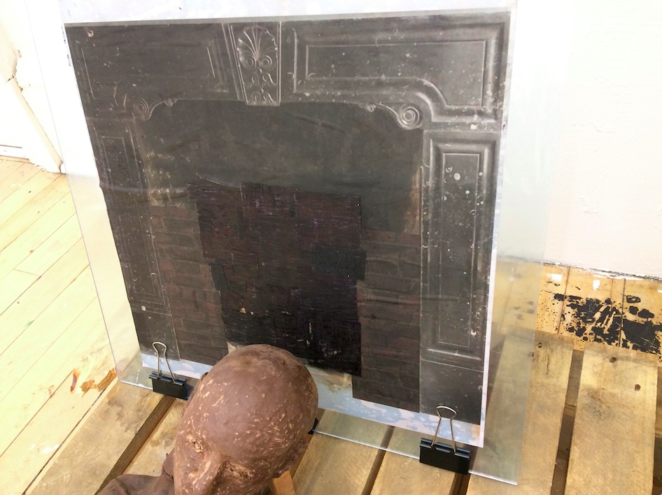 Close up of fireplace