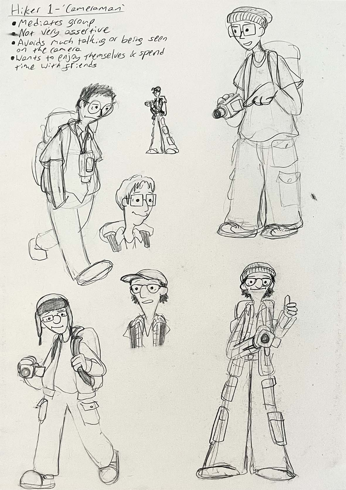 Ron character development sketchbook page