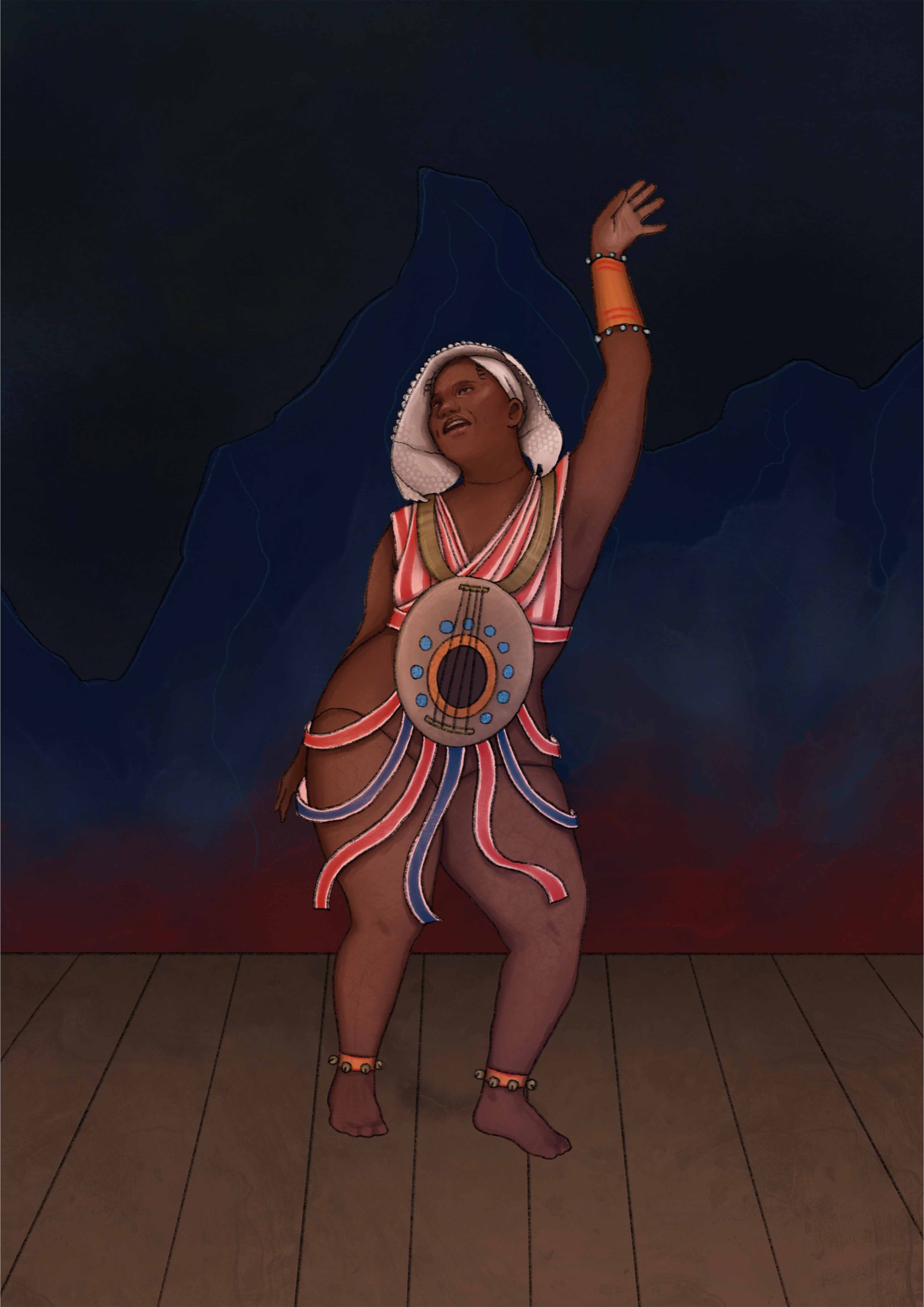Drawing of a female musician