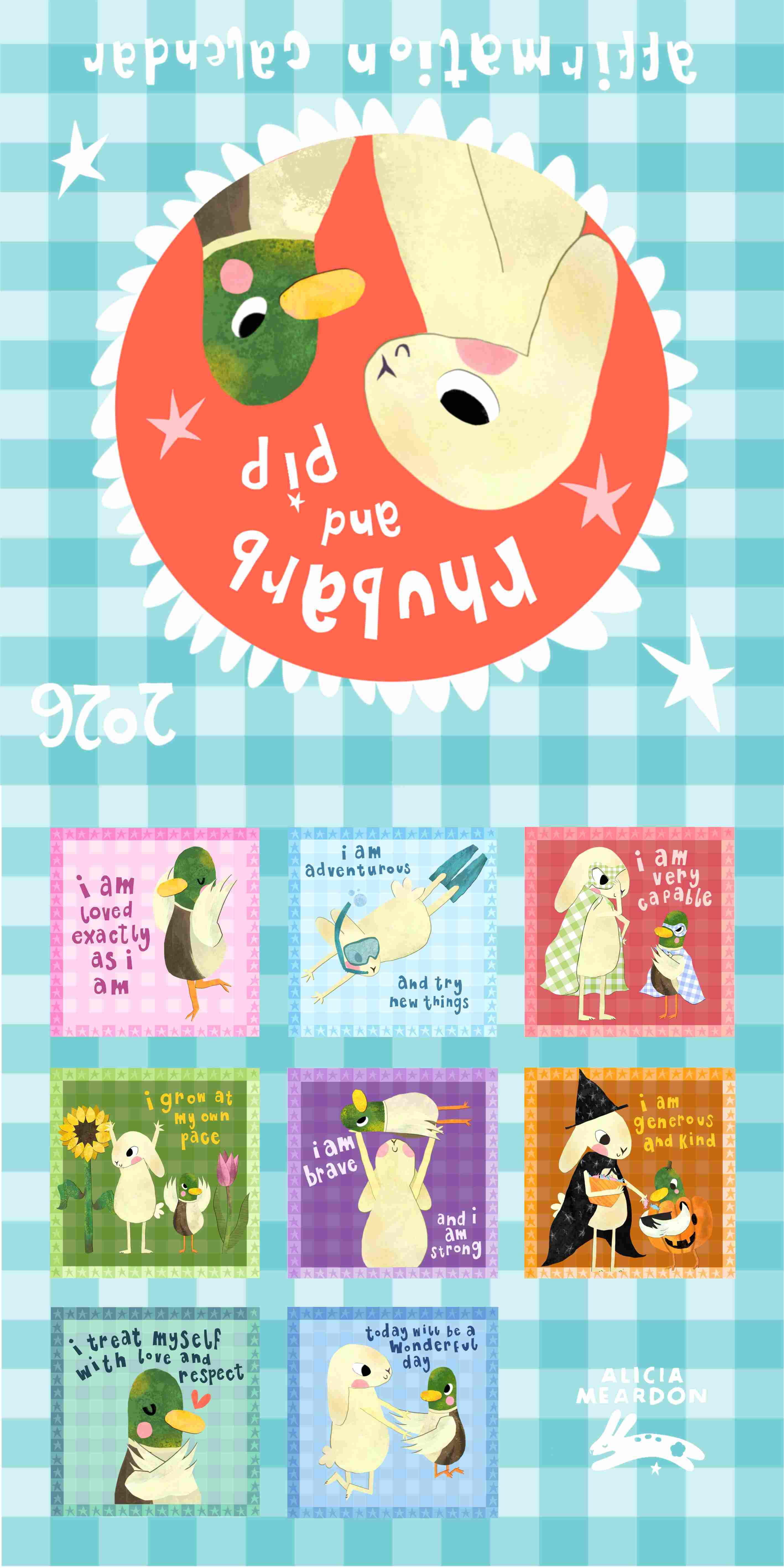 Rhubarb and Pip: Children's affirmation calendar to encourage daily positive self-talk.