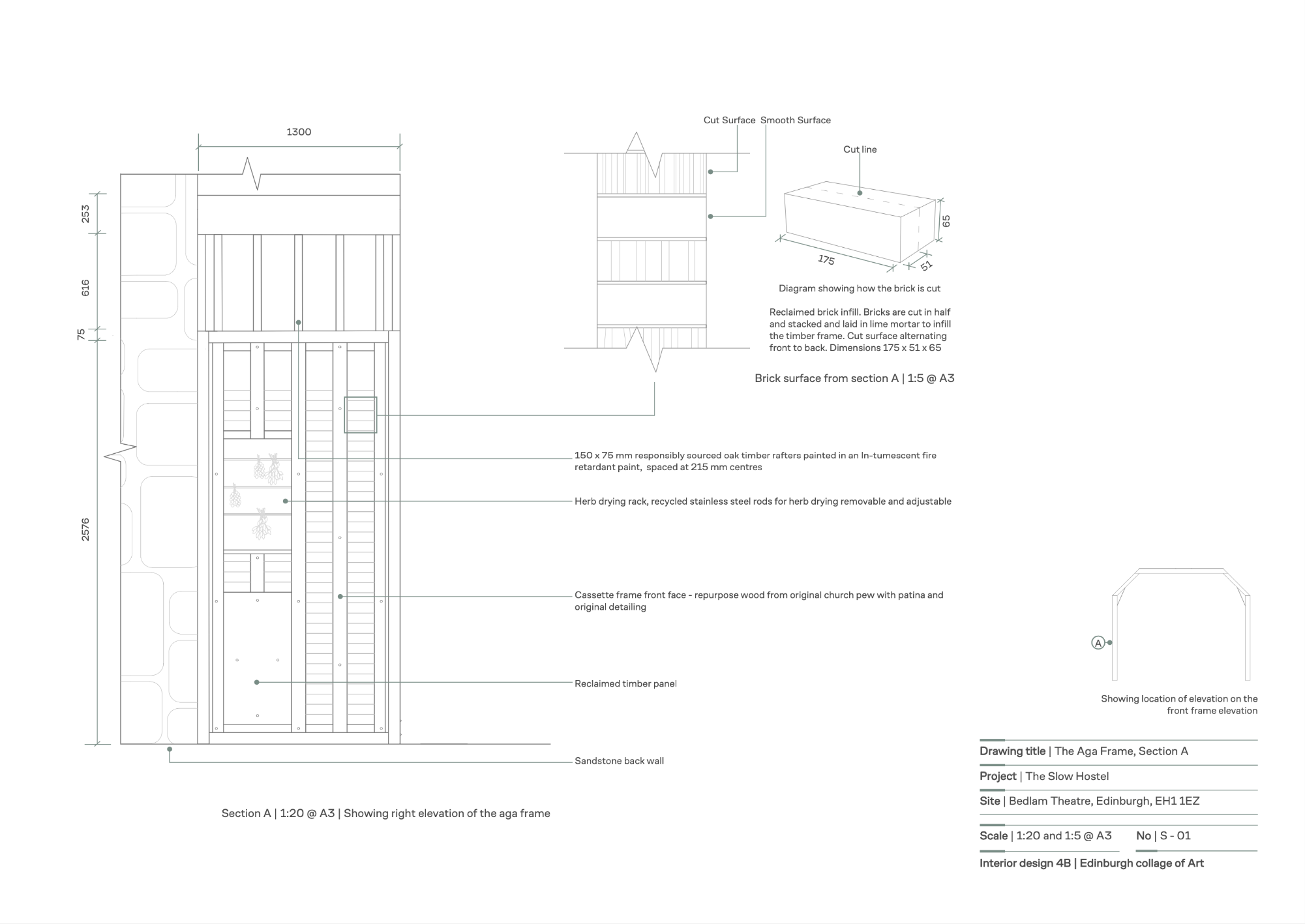 detail drawing showing how materials interact