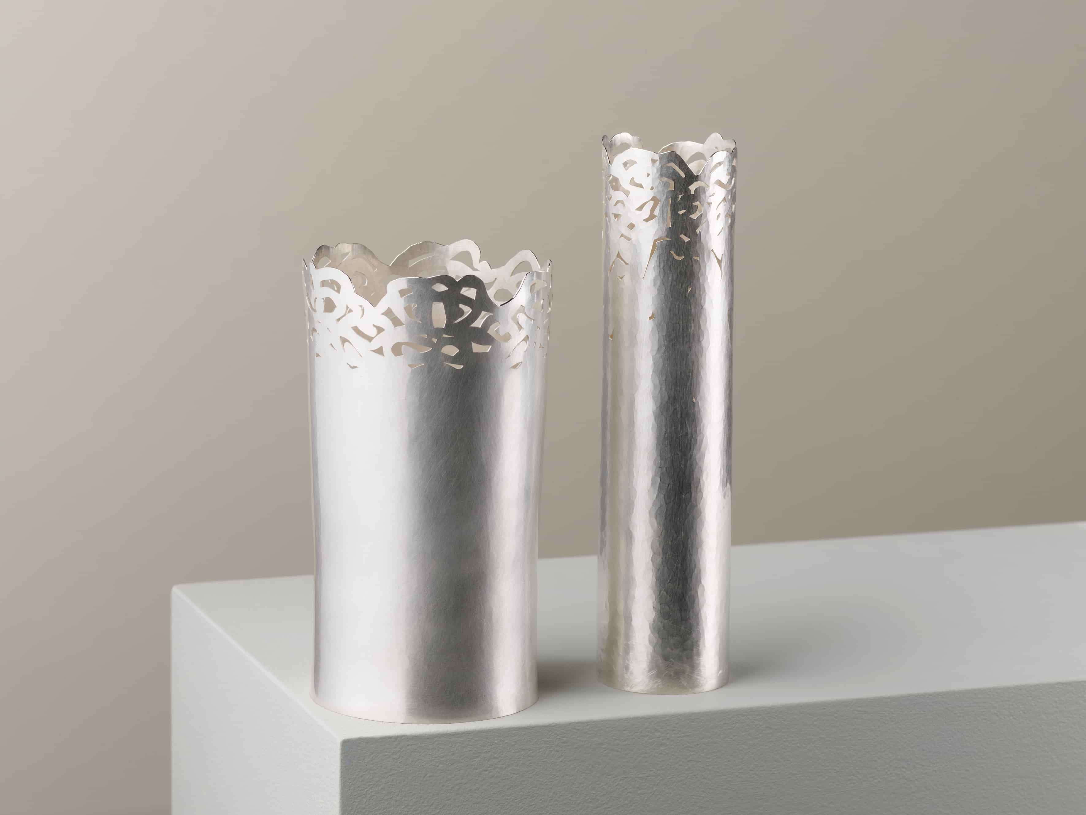 Lace trim vases, Britannia Silver