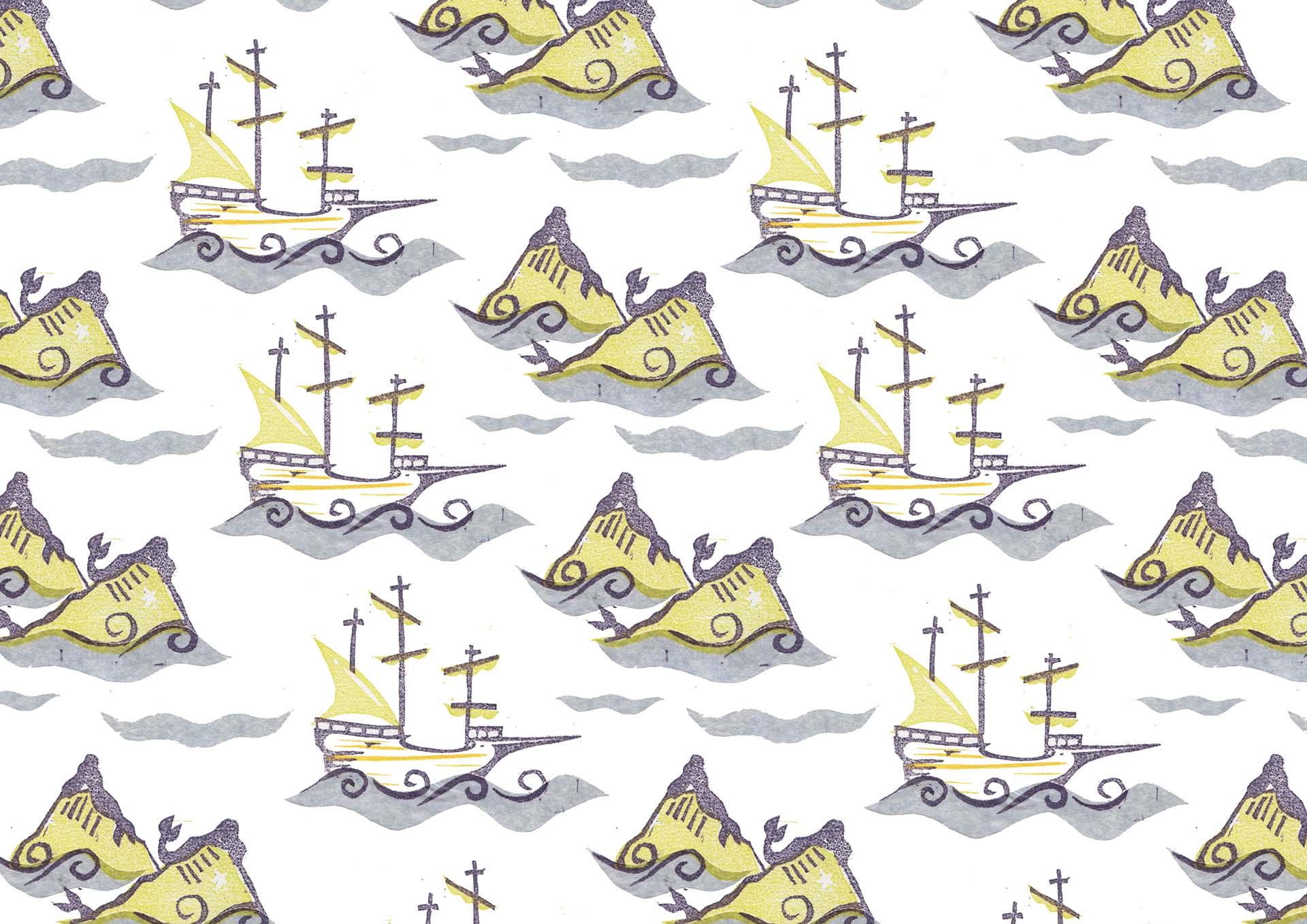 Pirates and Mermaids: pattern based on Peter Pan from a collection of children's literature classic endpapers.