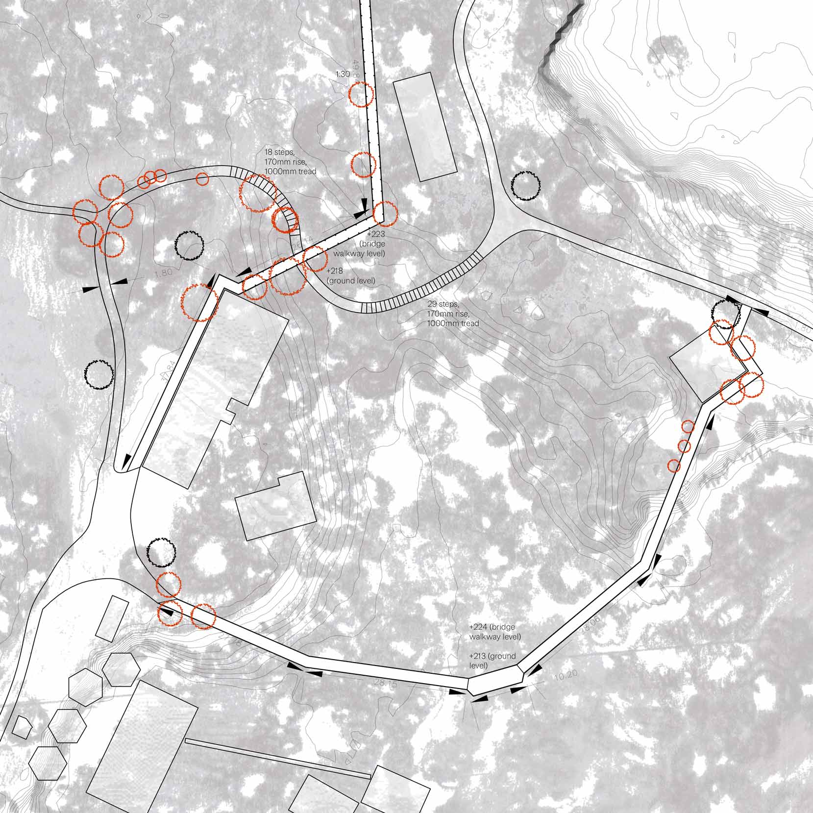 Construction plan for Quarry entrance path network.