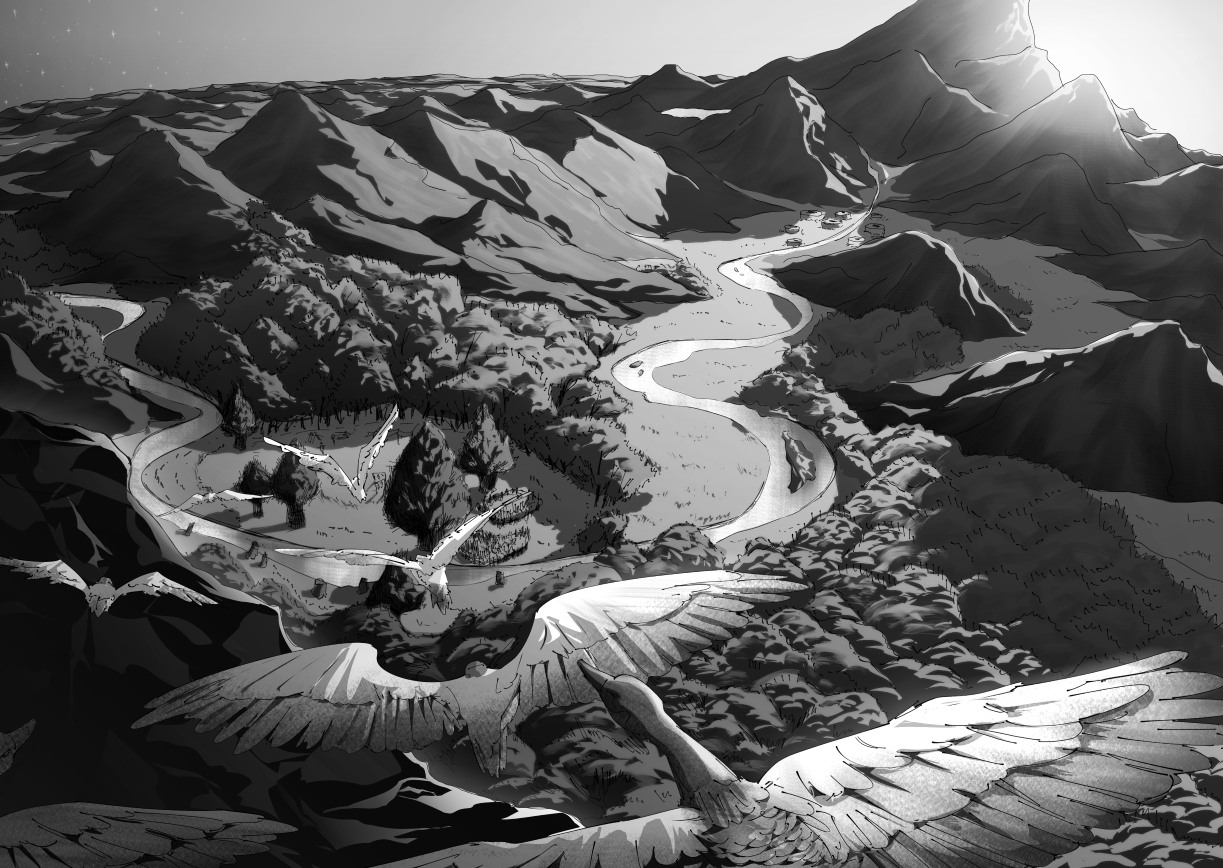 a large environmental shot to show the appearance of this world