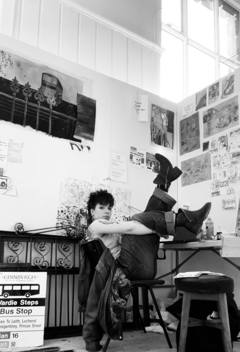 Photo of artist in her studio space.