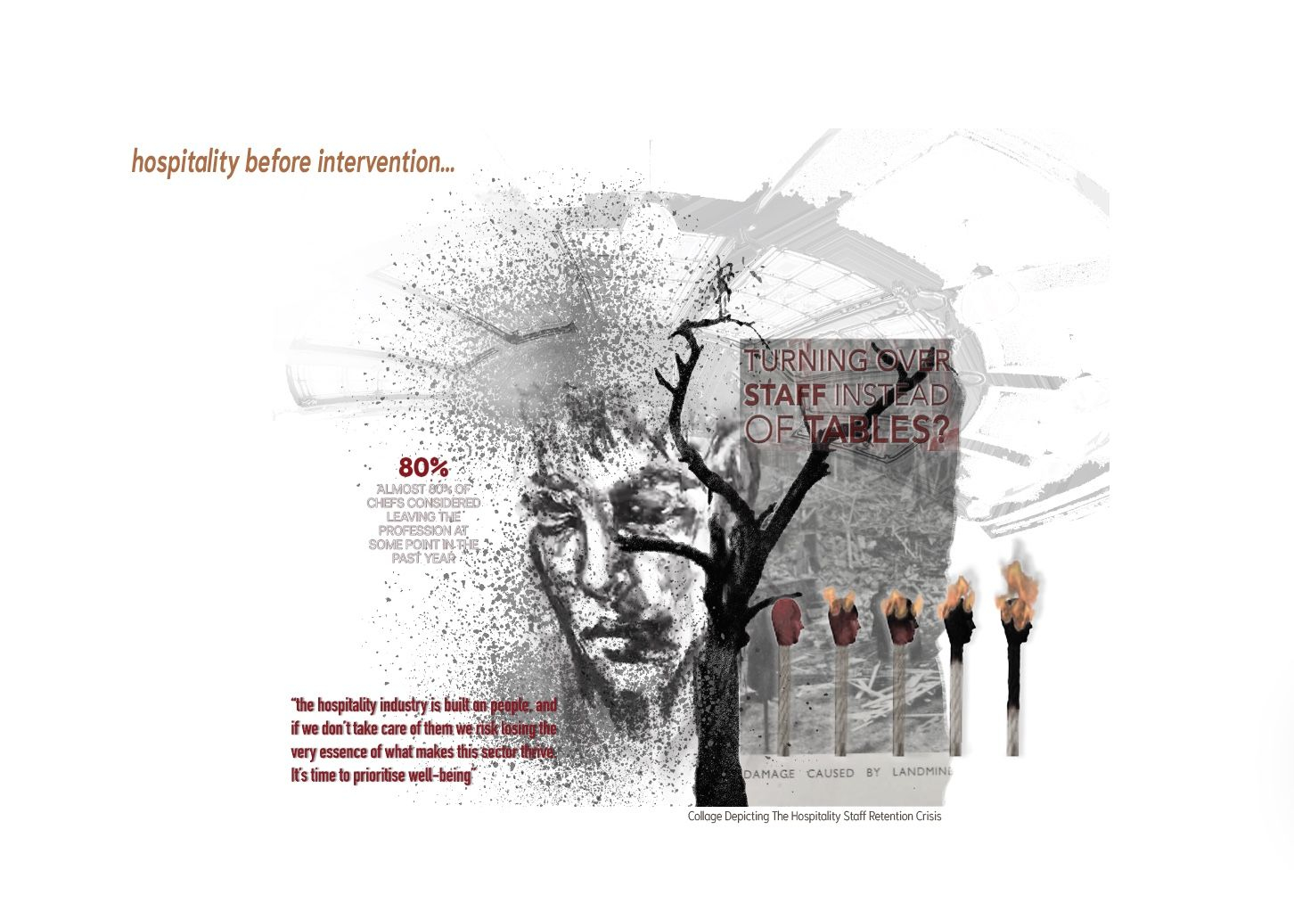 collage - depiction of hospitality before intervention