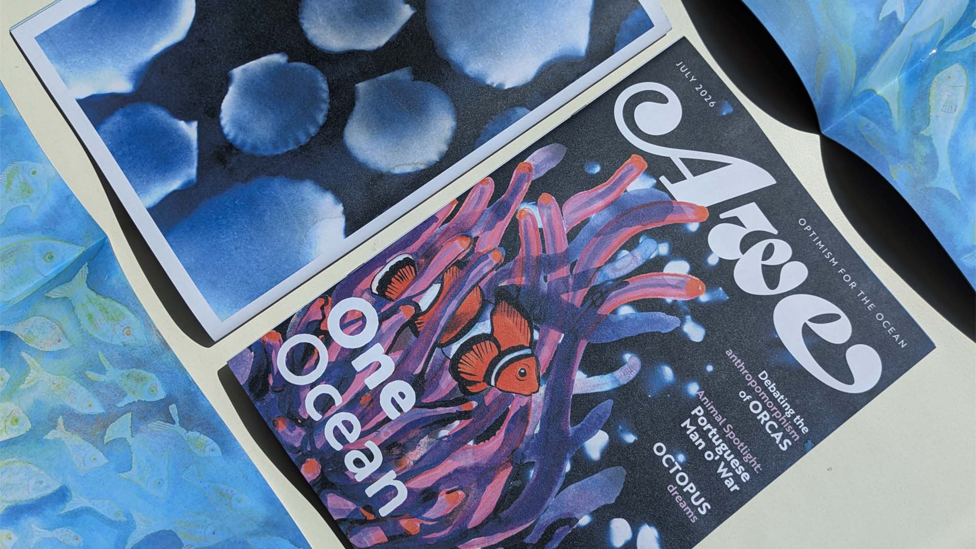 Magazine displayed on table