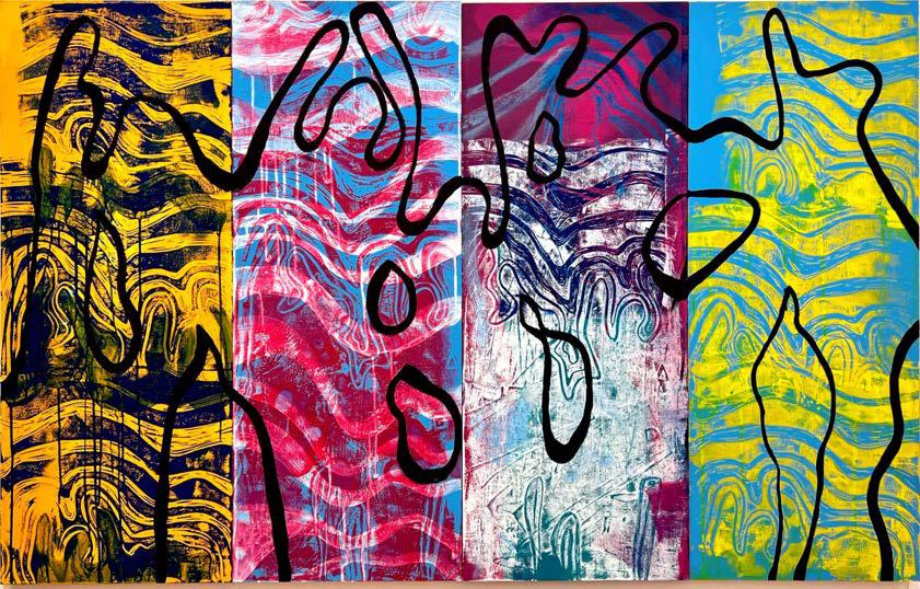 Fragmented Form 160 x 100 cm (each board 40 x 100 cm) Linoprint, acrylic and soft pastel on board April 2026